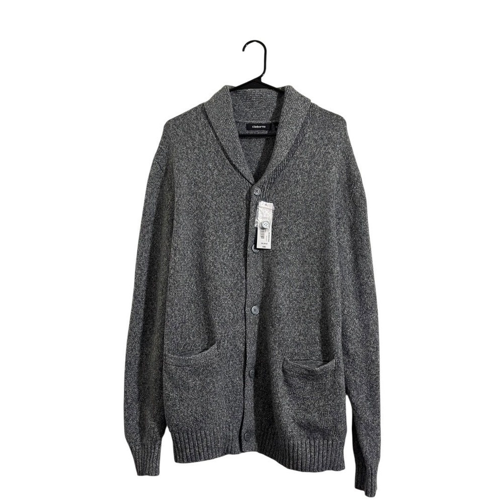 Claiborne 90's Preppy Grunge  Shawl Collar Cardigan Sweater Gray Men's XXL- NWT